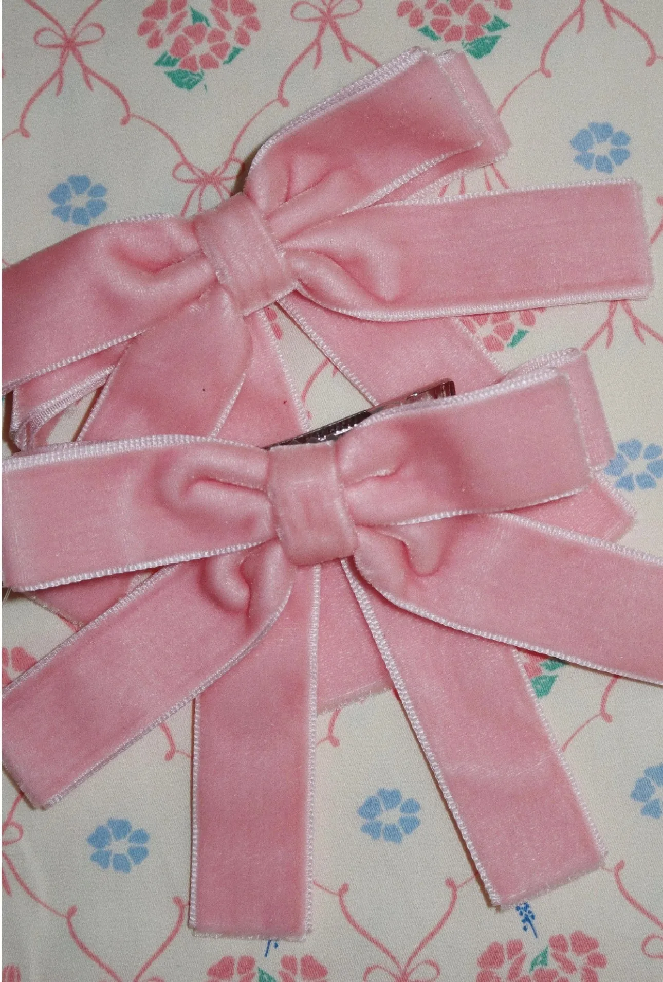 2 PACK VELVET DOUBLE BOW HAIR CLIPS