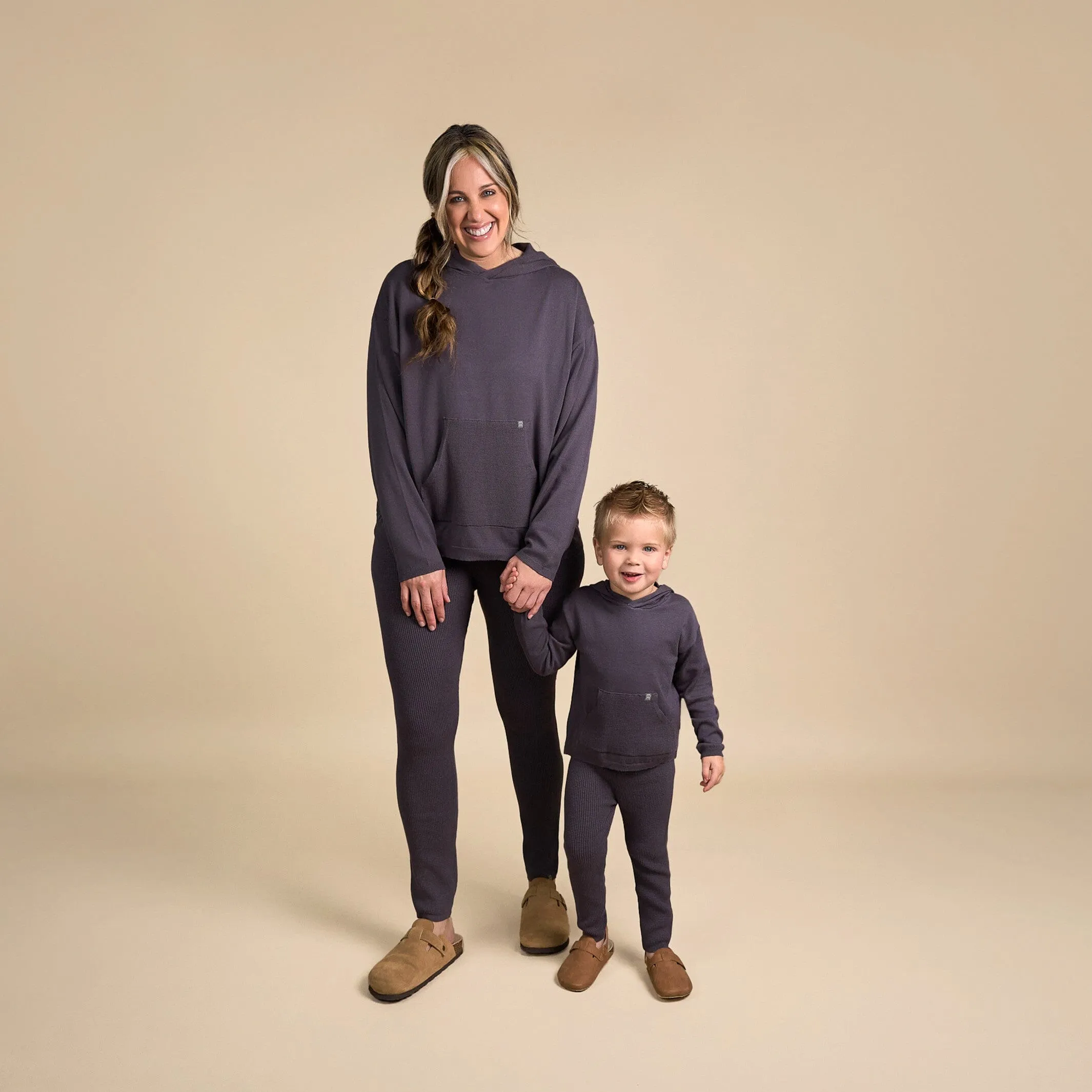 2-Piece Infant & Toddler Dark Grey Hooded Waffle Top and Legging Set Gerber Childrenswea