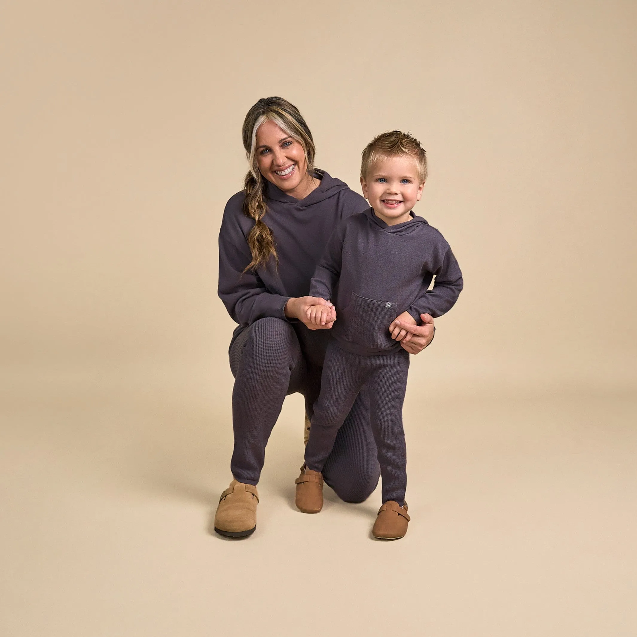 2-Piece Infant & Toddler Dark Grey Hooded Waffle Top and Legging Set Gerber Childrenswea