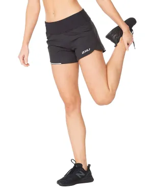 2XU Aero 2 in 1 4 Inch Women's Running Shorts (Black/Silver)