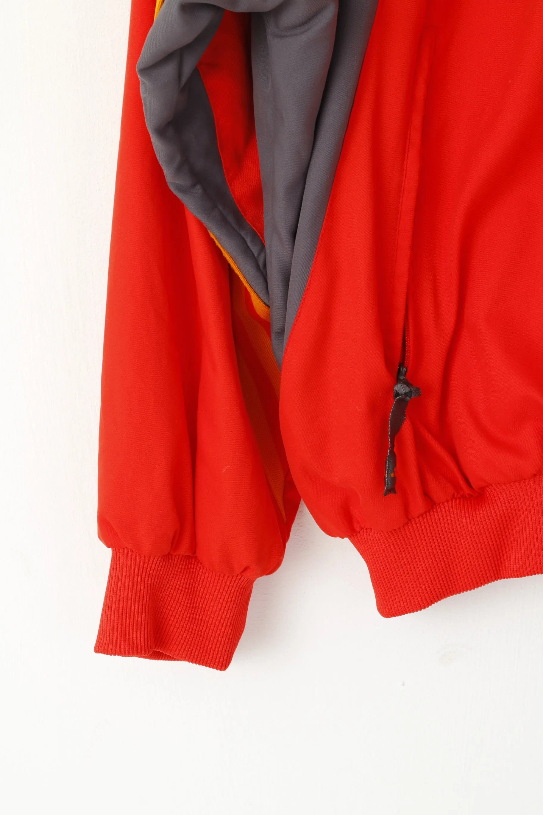 Adidas Men M Jacket Red Embroided Bomber Activewear Full Zipper Top