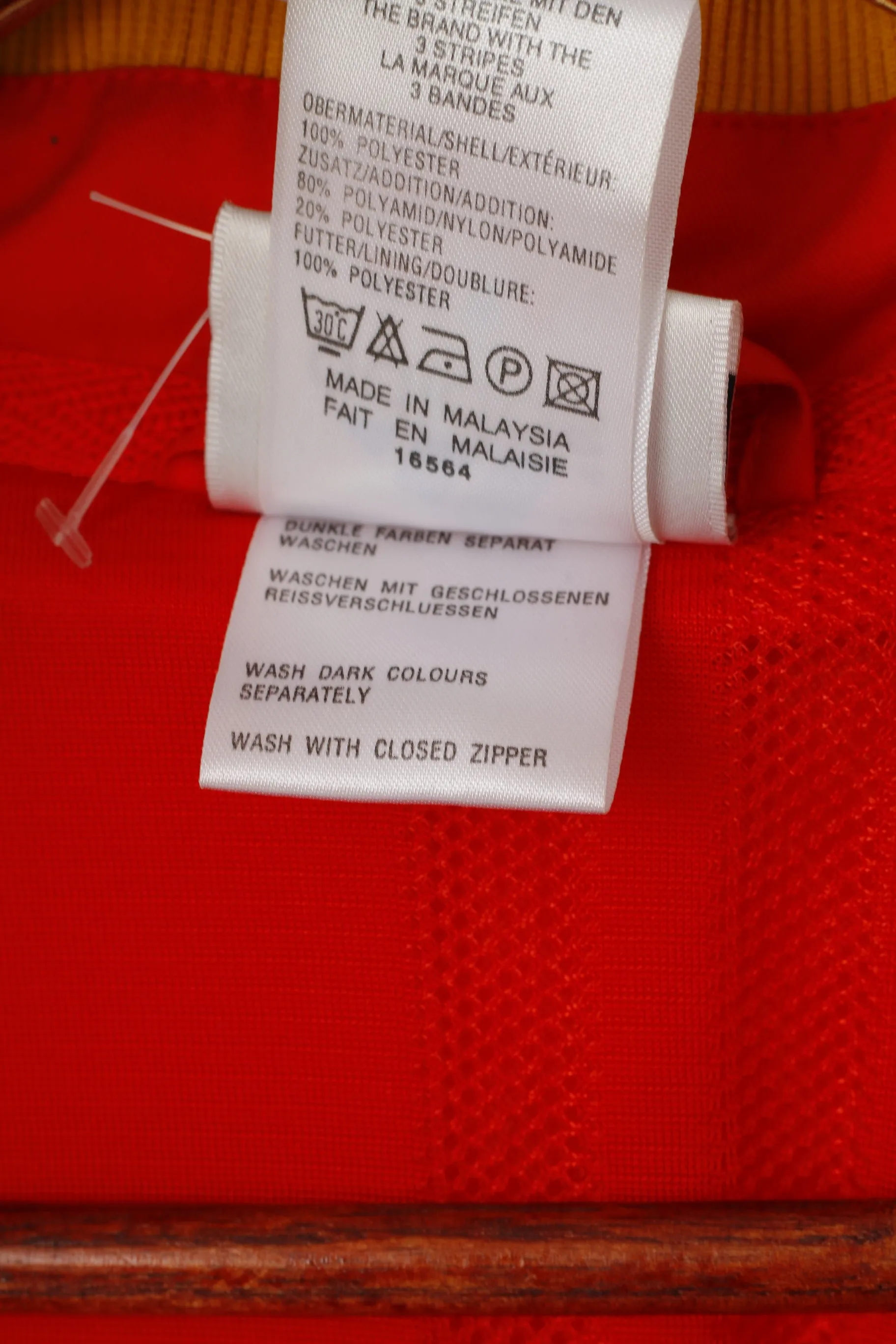 Adidas Men M Jacket Red Embroided Bomber Activewear Full Zipper Top