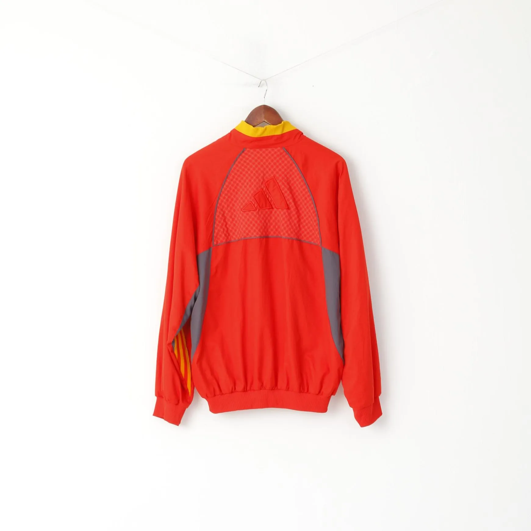 Adidas Men M Jacket Red Embroided Bomber Activewear Full Zipper Top