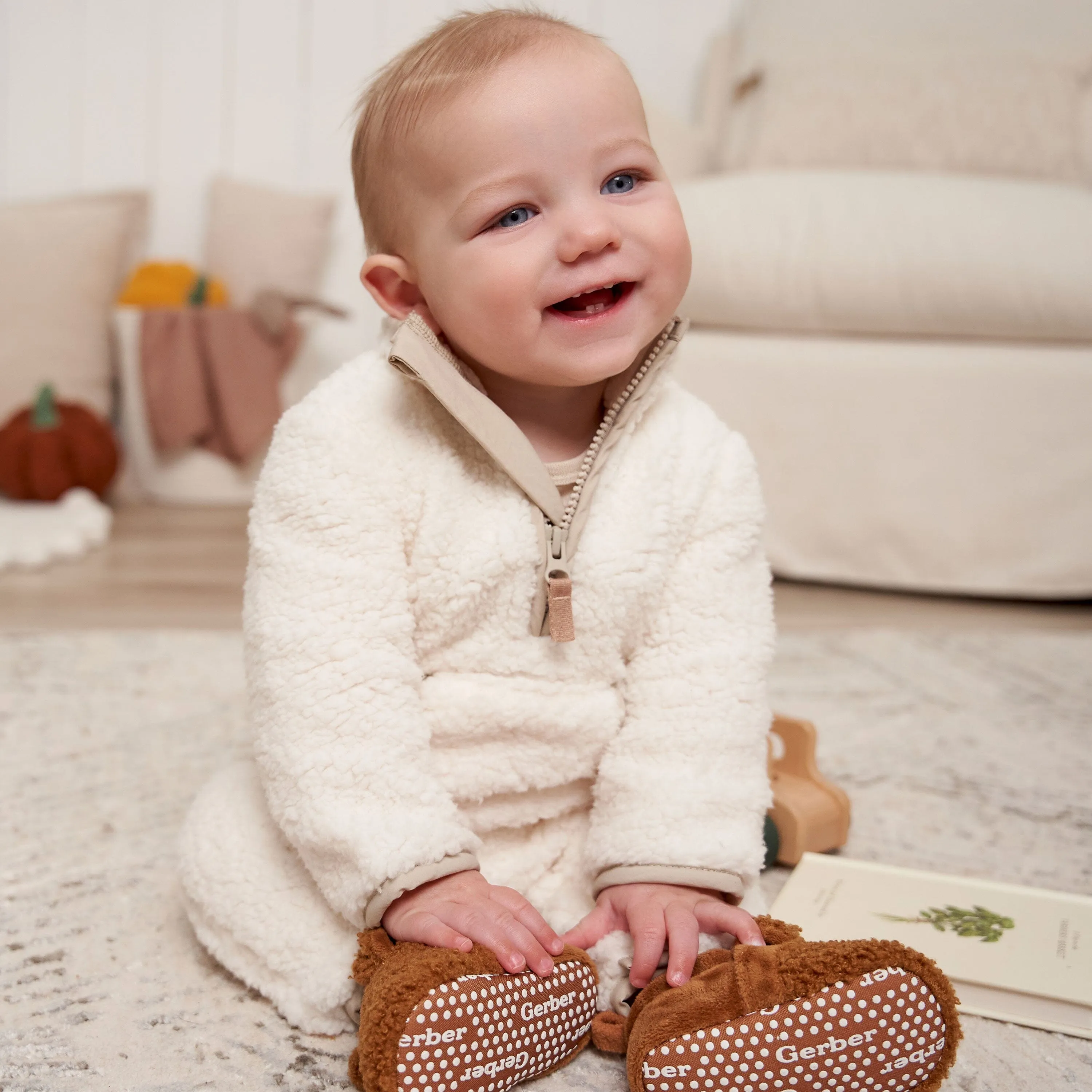 Baby Neutral Ivory Sherpa Romper Gerber Childrenswea