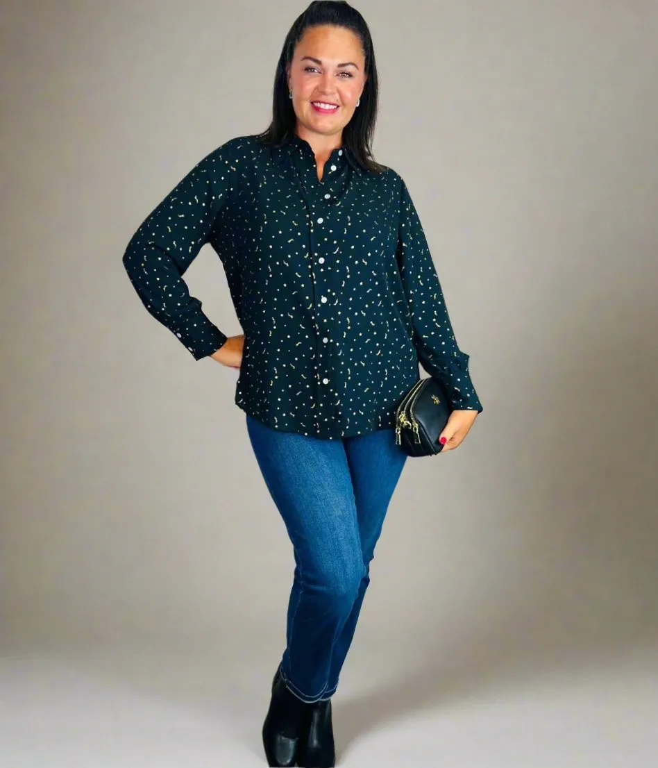 Black Shooting Star Print Shirt
