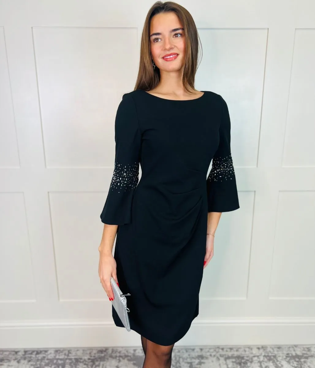 Black Studded Bell Sleeve Dress