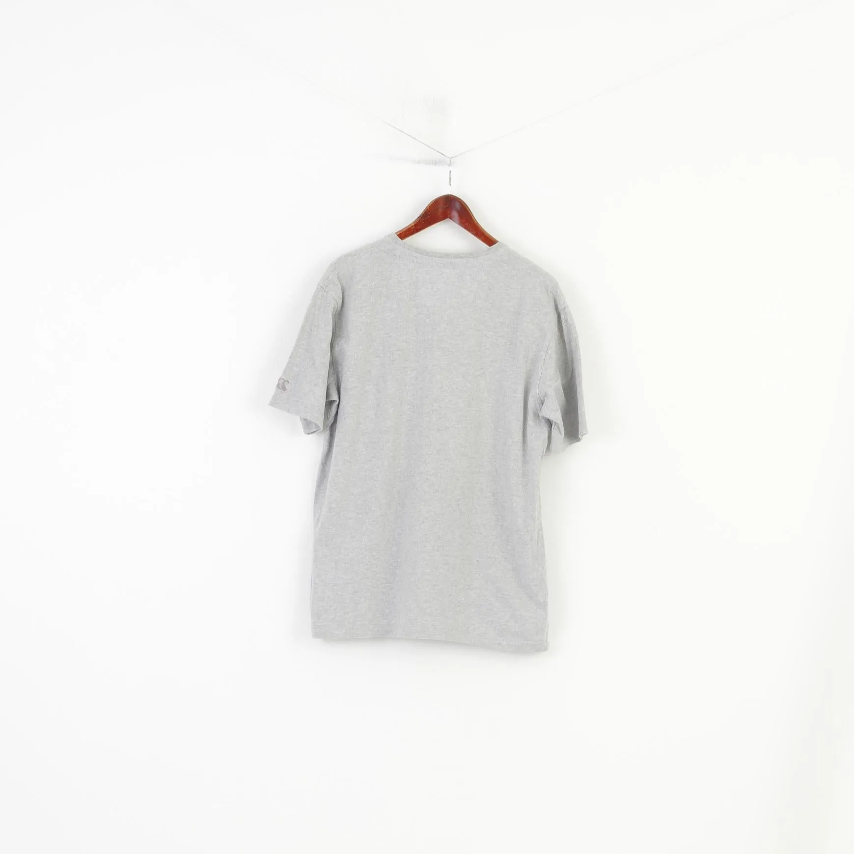 Canterbury Men L T-Shirt Grey Cotton Original Rugby Crew Neck