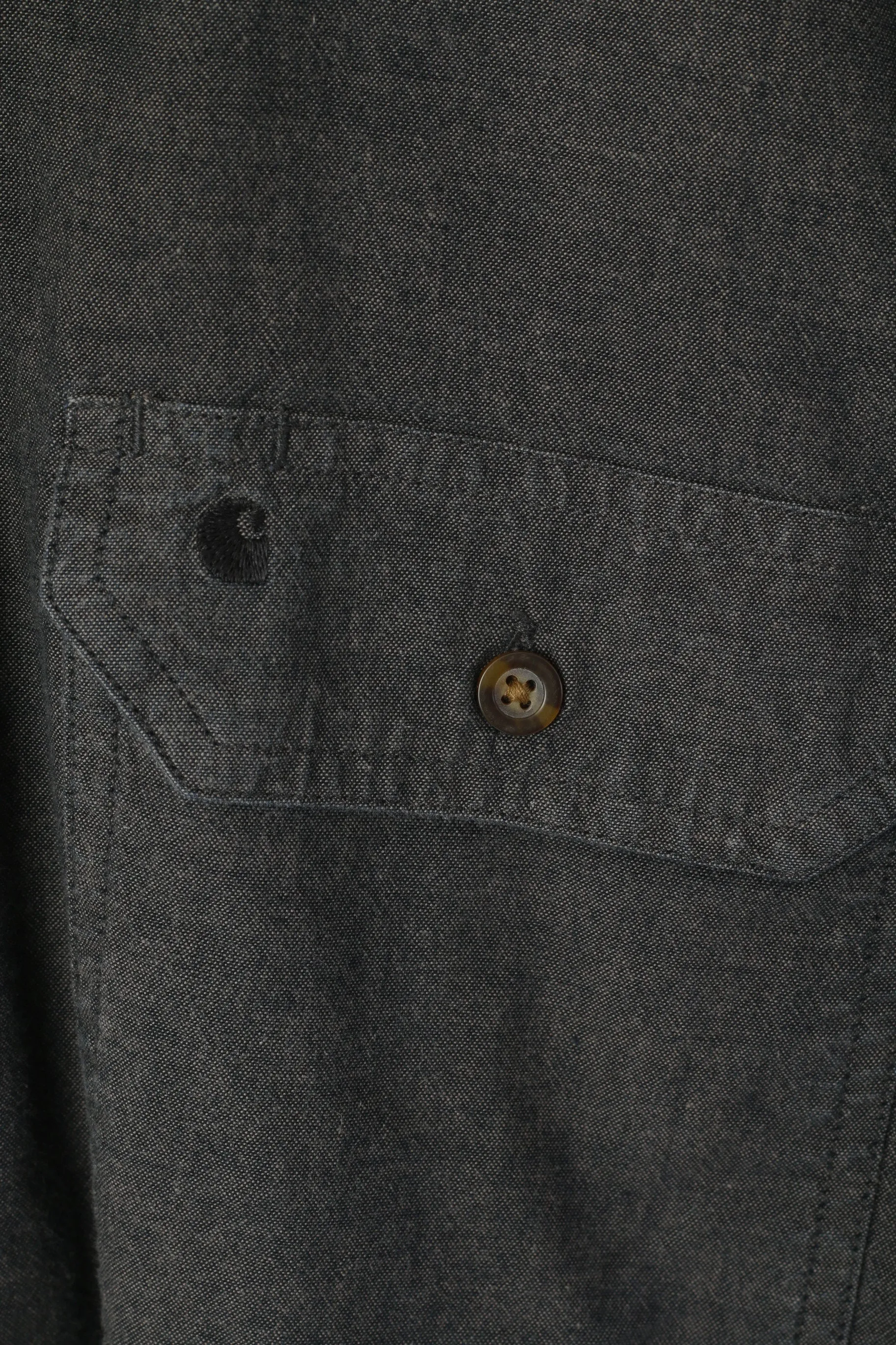 Carhartt Men L Casual Shirt Gray Cotton Relaxed Fit Long Sleeve Pockets Top