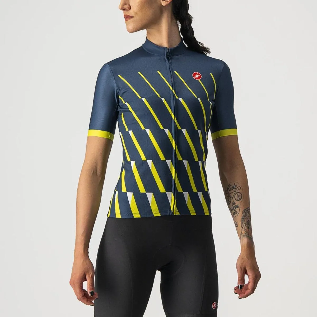 Castelli Pendio Womens Cycling Jersey (Moonlite Ocean/Sulphur White)