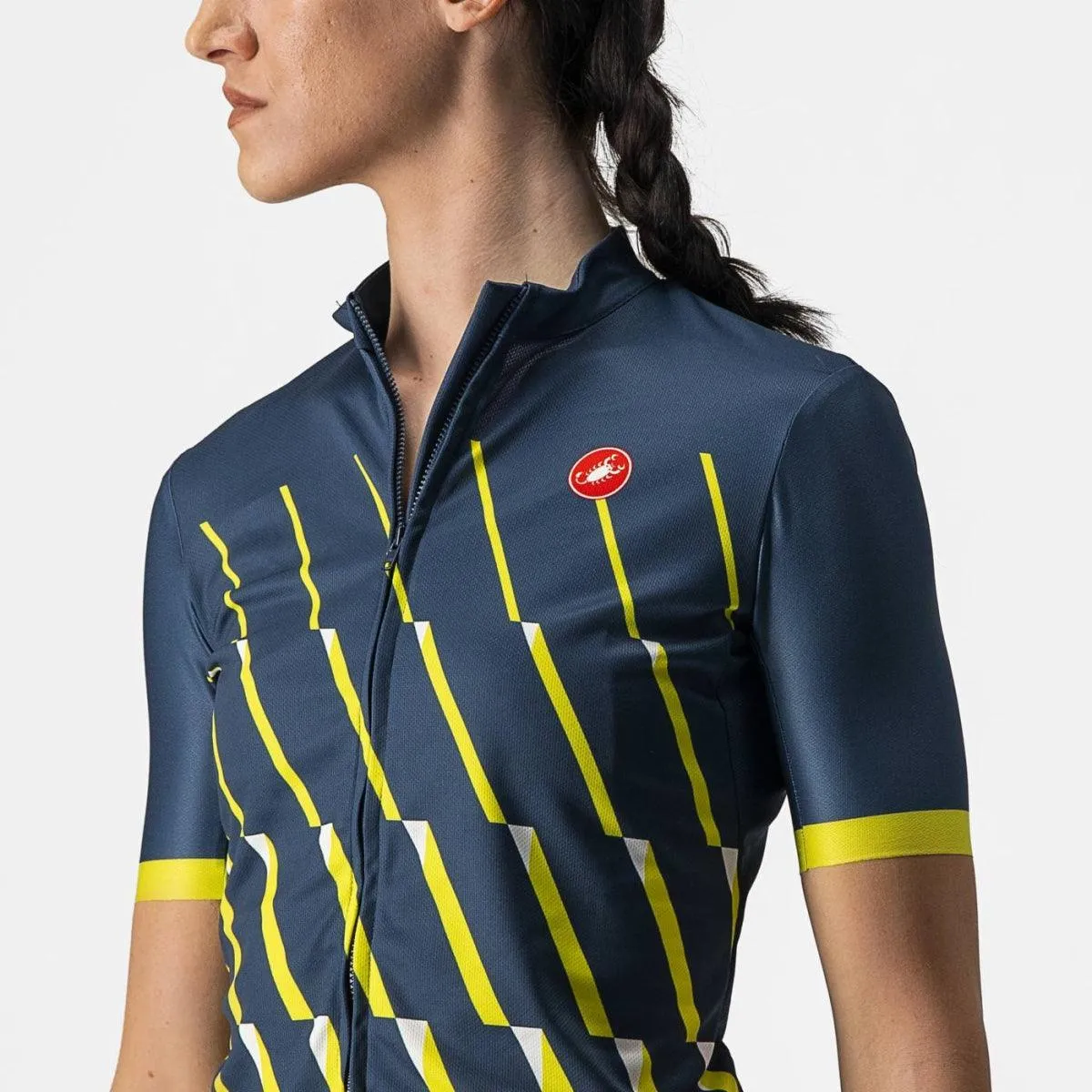 Castelli Pendio Womens Cycling Jersey (Moonlite Ocean/Sulphur White)