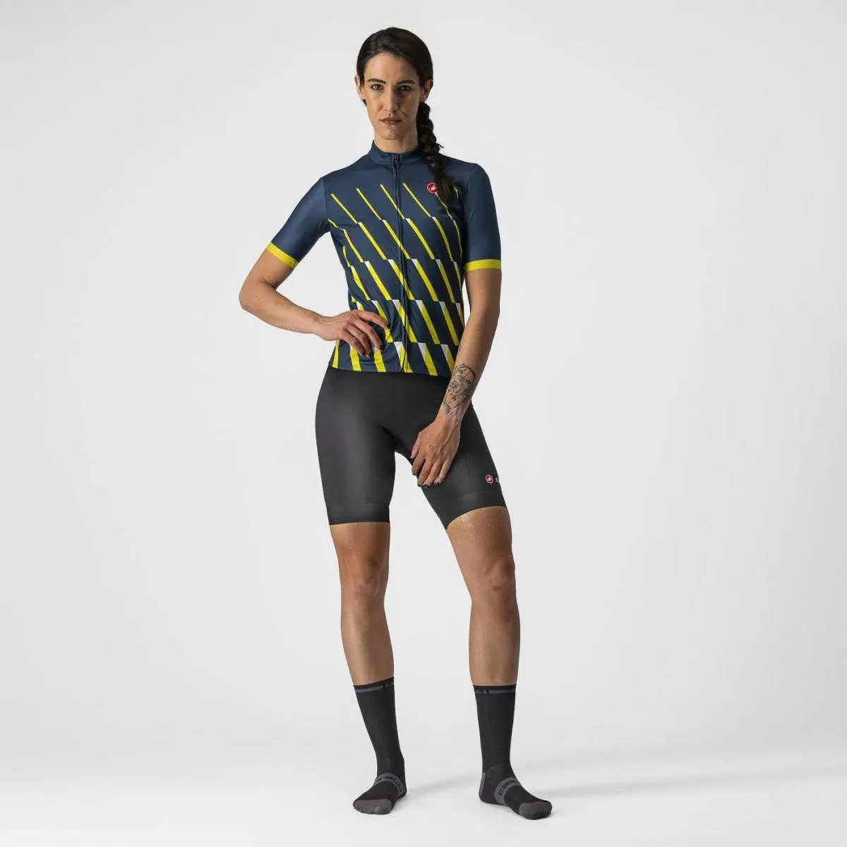 Castelli Pendio Womens Cycling Jersey (Moonlite Ocean/Sulphur White)