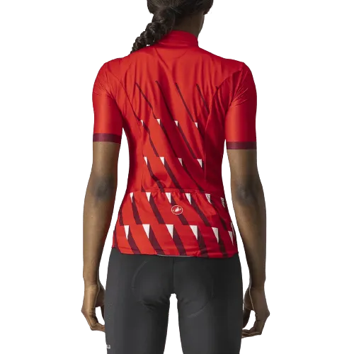 Castelli Pendio Womens Cycling Jersey (Red/Bordeaux White)