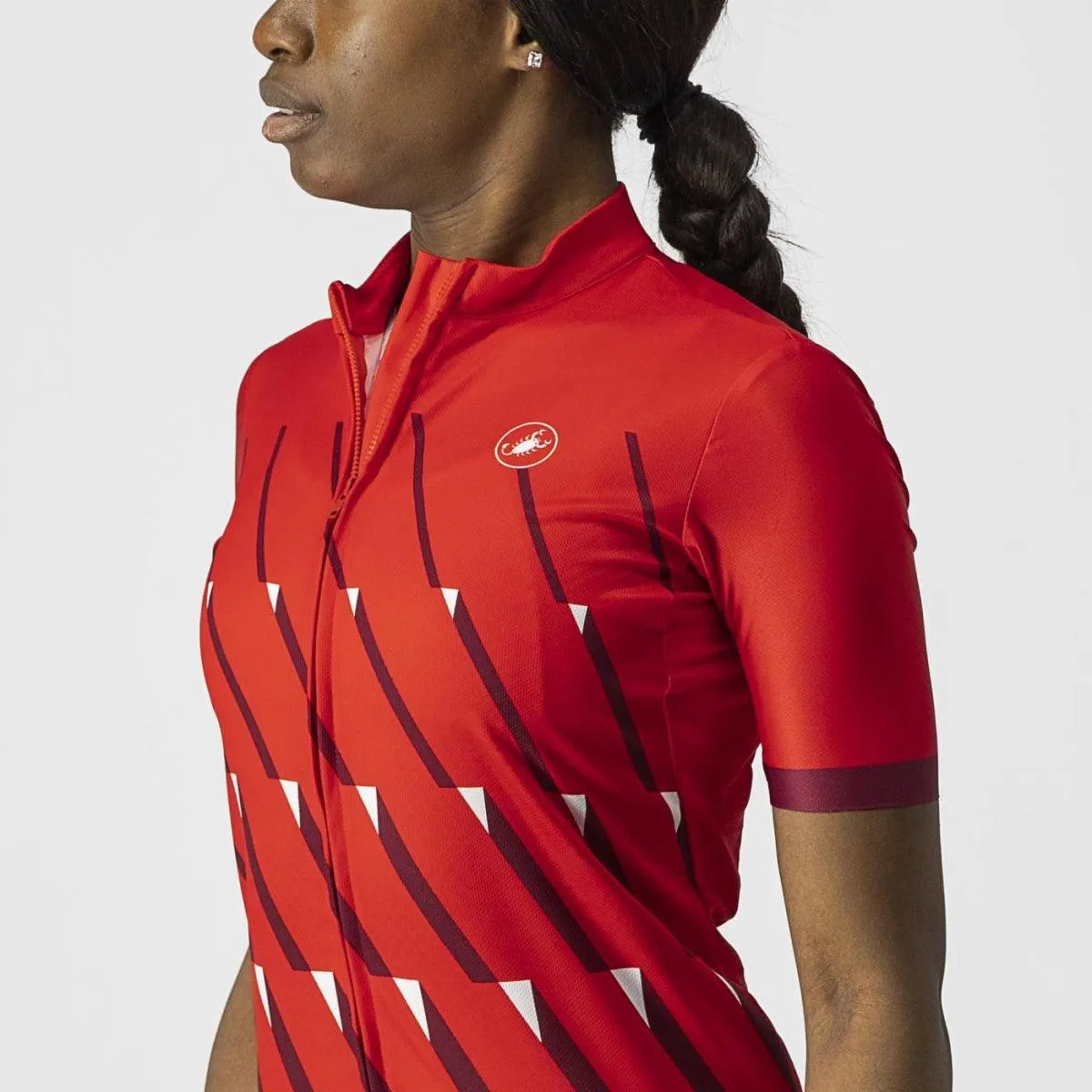 Castelli Pendio Womens Cycling Jersey (Red/Bordeaux White)