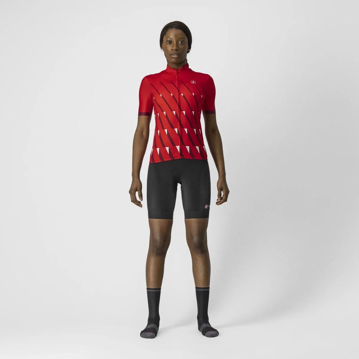 Castelli Pendio Womens Cycling Jersey (Red/Bordeaux White)