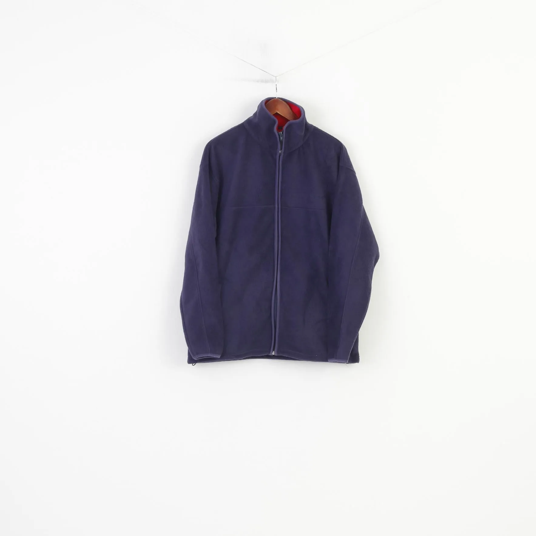 Chamonix Men L Fleece Purple Full Zipper Padded Pockets Collar Vintage Fitted Top