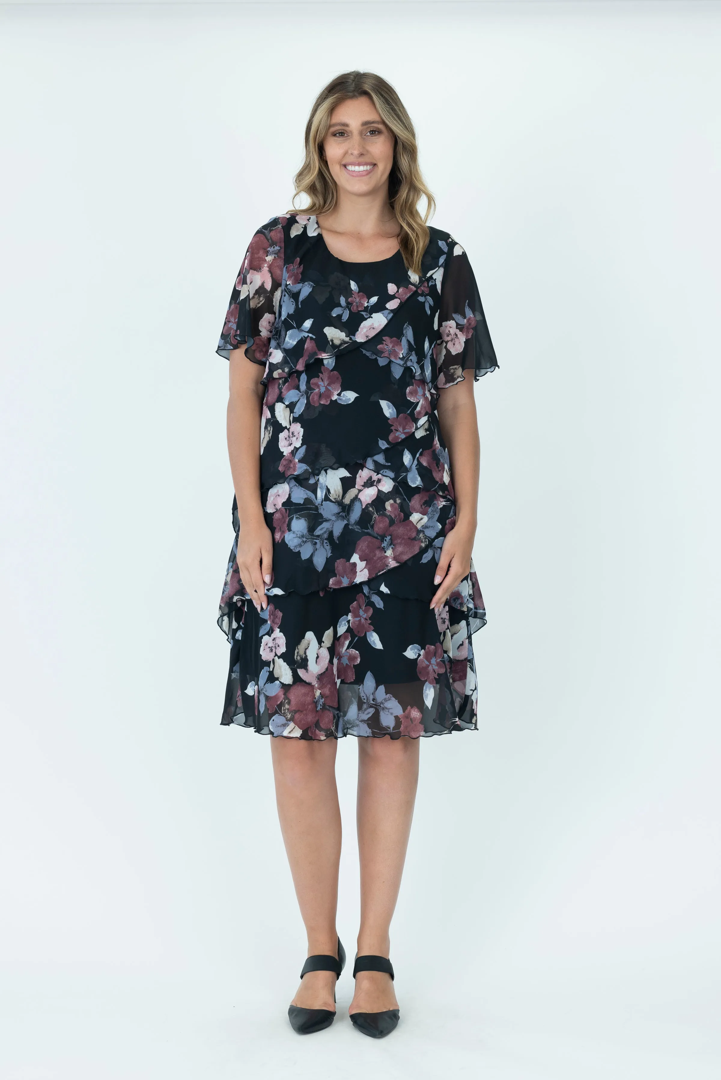 Chiffon Layered Dress - 2735A - Print 1 - 50% Off