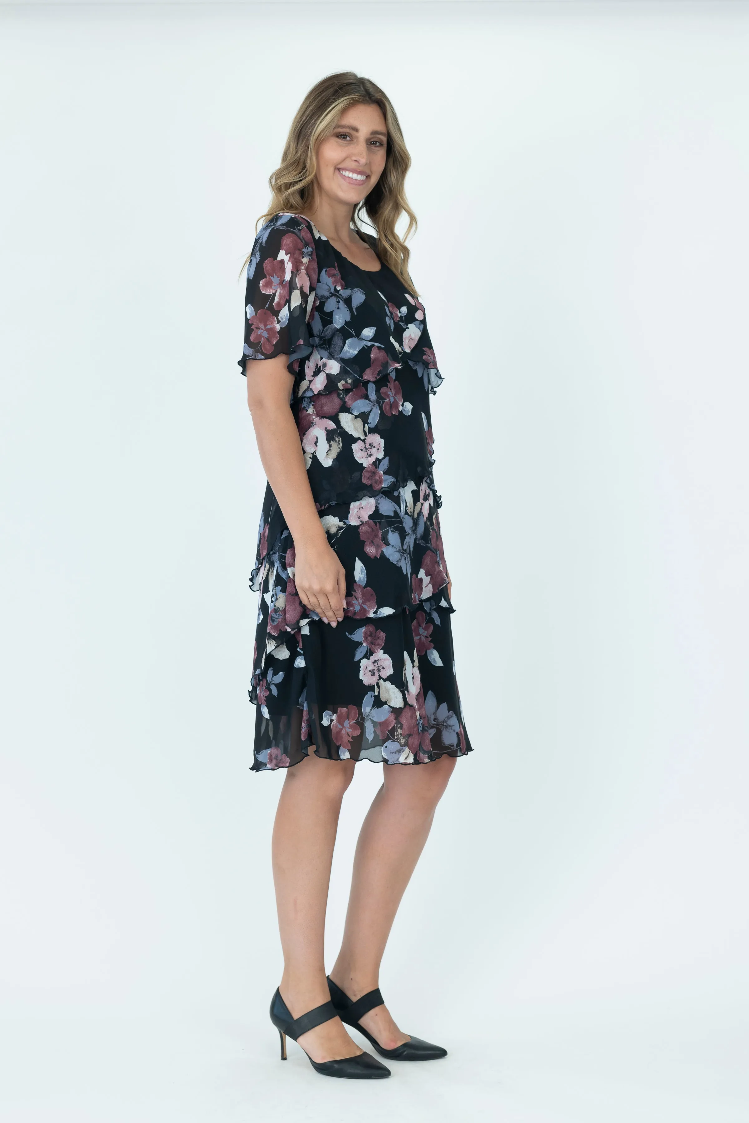 Chiffon Layered Dress - 2735A - Print 1 - 50% Off