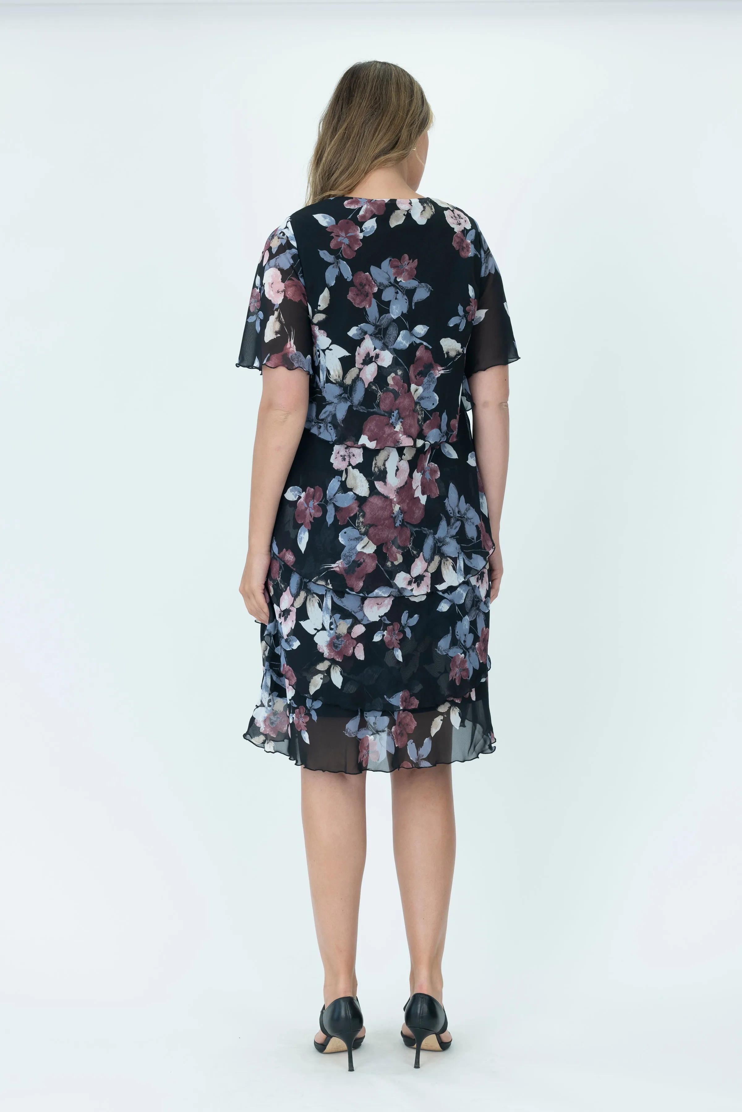 Chiffon Layered Dress - 2735A - Print 1 - 50% Off
