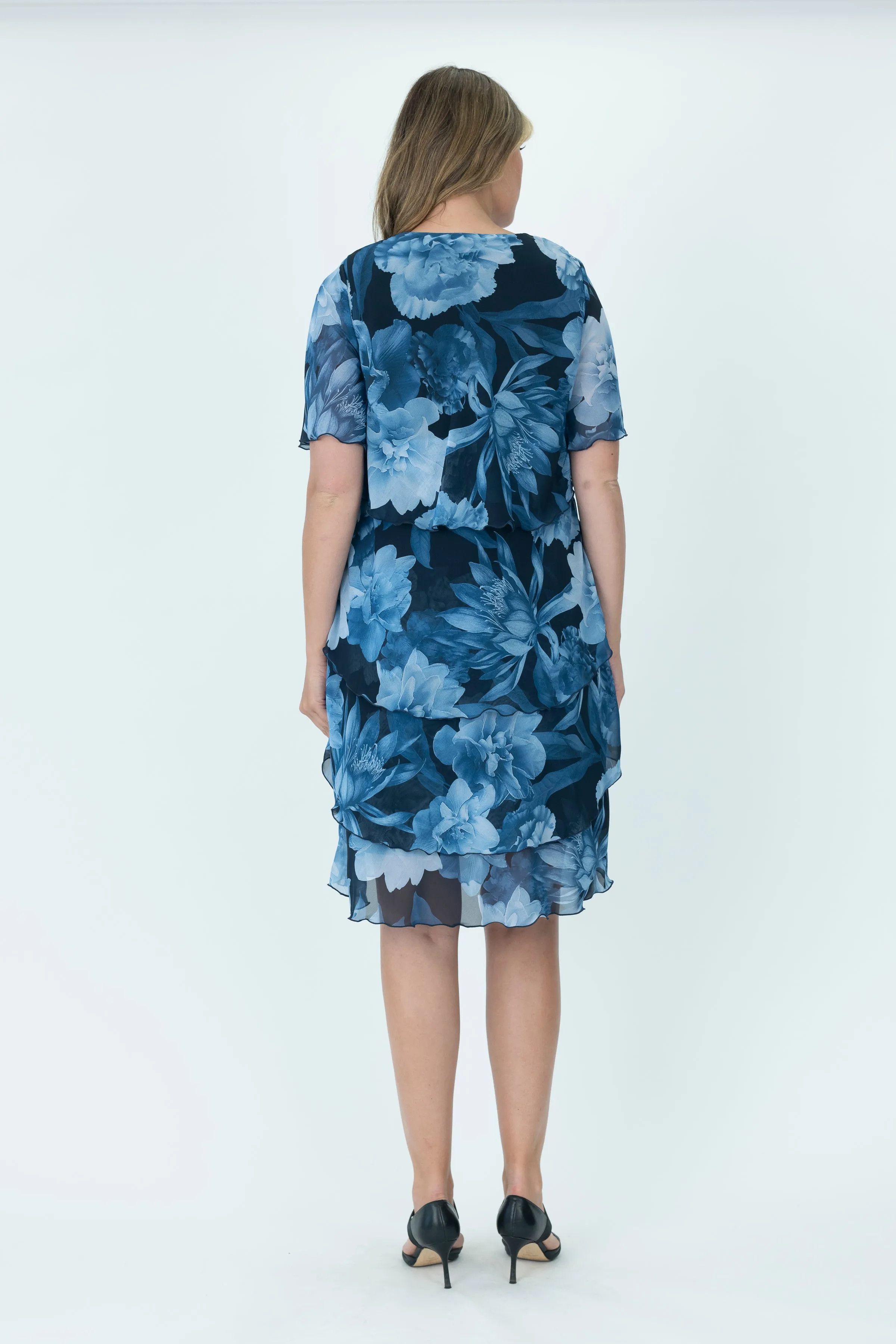 Chiffon Layered Dress - V2735A - Print 2 - 50% Off - 1 x 12 left