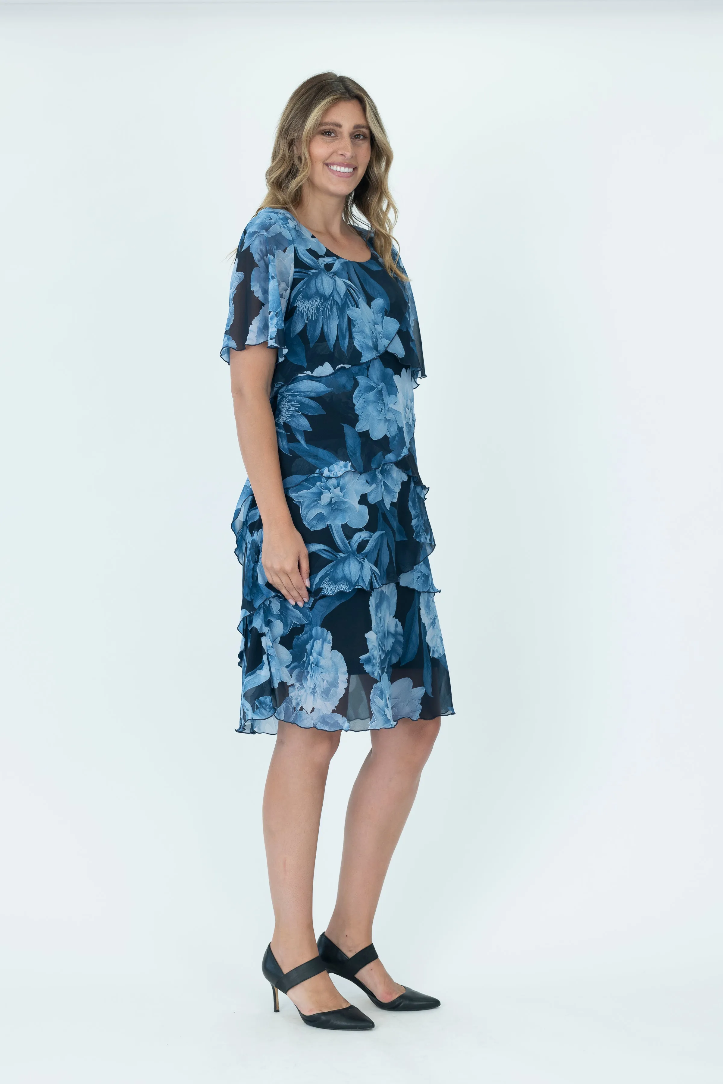 Chiffon Layered Dress - V2735A - Print 2 - 50% Off - 1 x 12 left