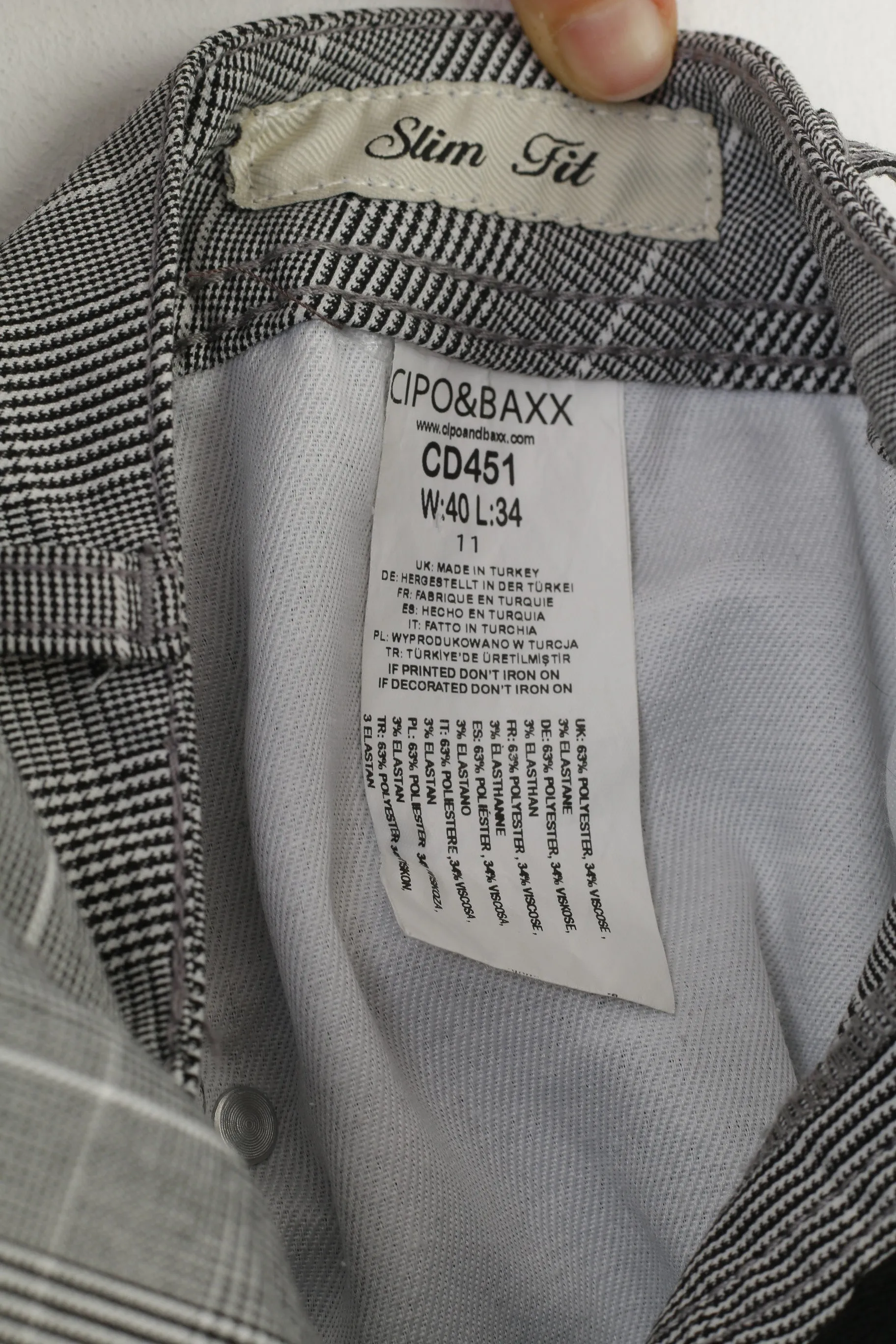 Cipo&Baxx Men 40 34 Shorts White Black Checkered Summer Top