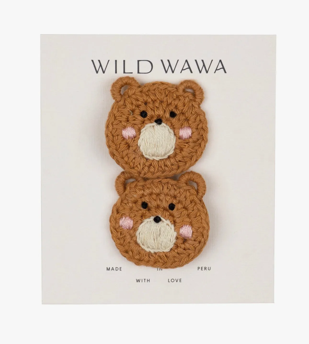 Crochet Bear Clip Set - Caramel