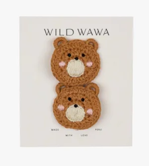 Crochet Bear Clip Set - Caramel