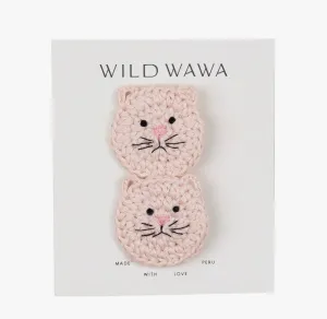 Crochet Kitty Clip Set - Pink