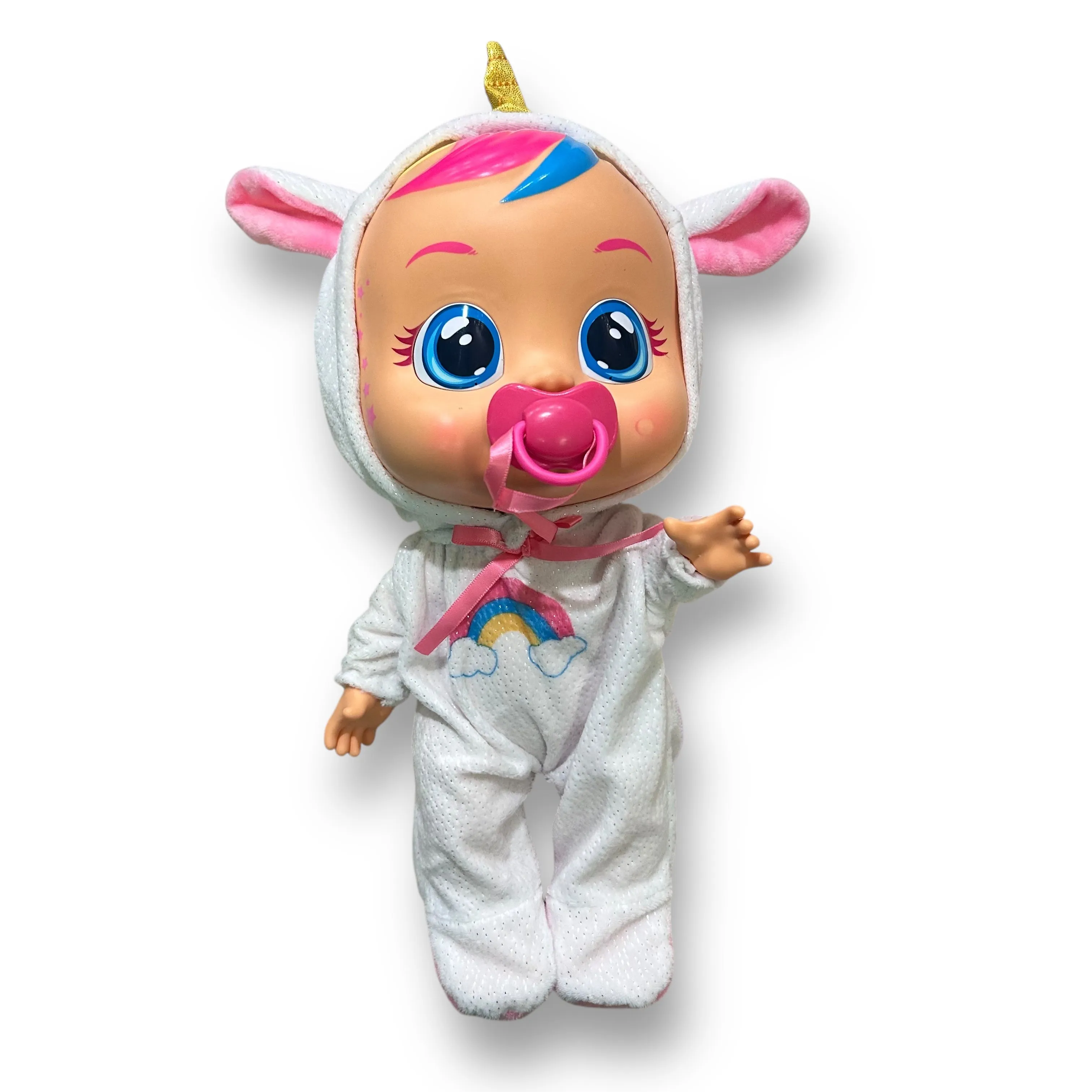 Cry Babies White Unicorn Doll with Pacifier Sounds