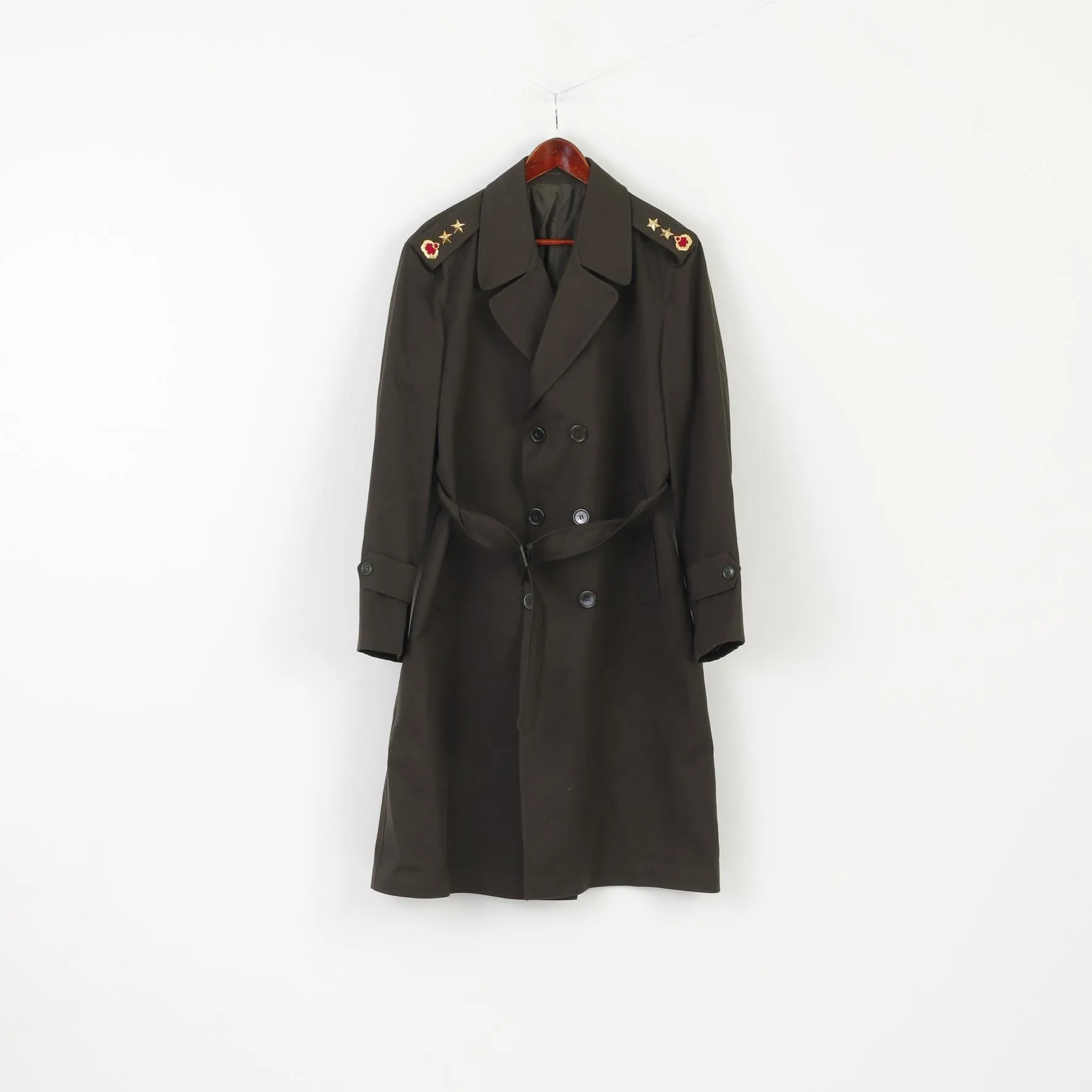 Dikimevi Men M Coat Khaki Turkish Pardosu Haki Muflon Military Double Breasted Top