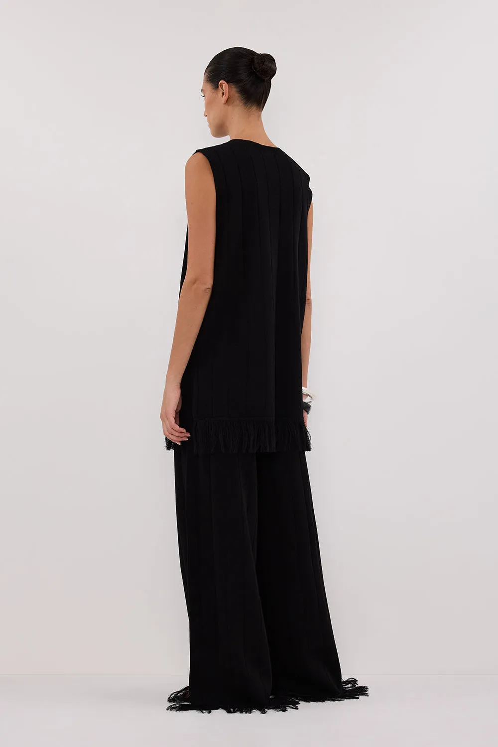 Dissh ARIA BLACK FRINGED KNIT PANT