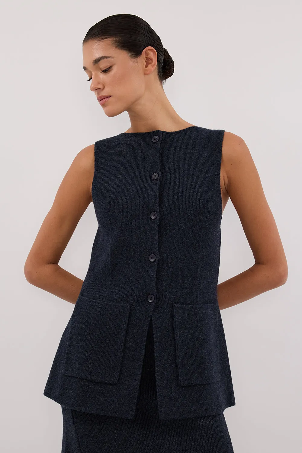 Dissh AVA INK LONGLINE KNIT VEST 