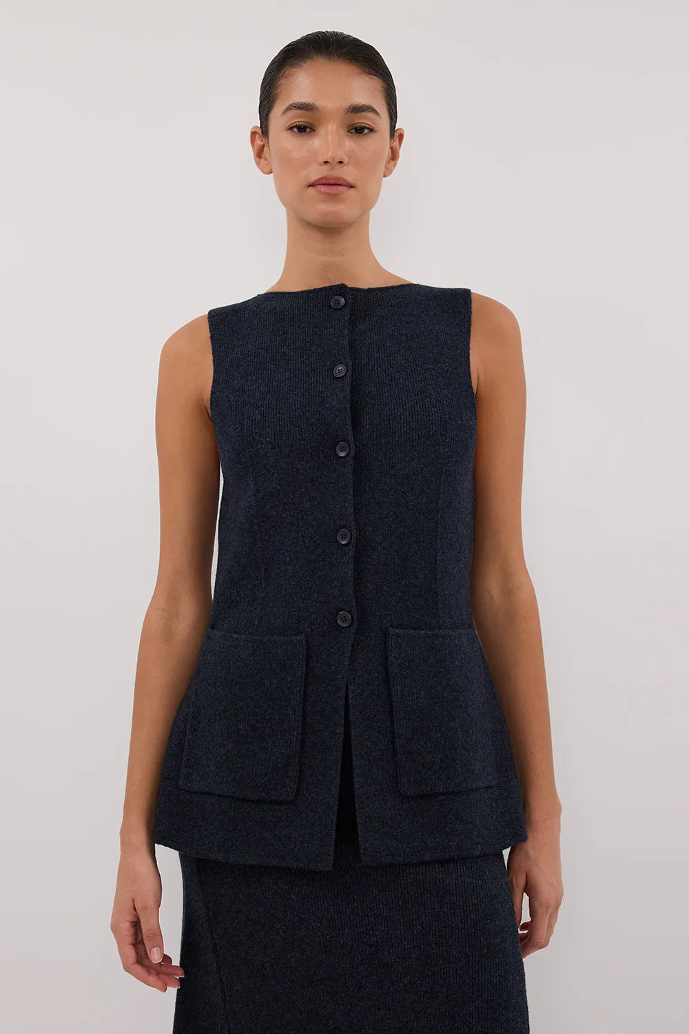 Dissh AVA INK LONGLINE KNIT VEST 