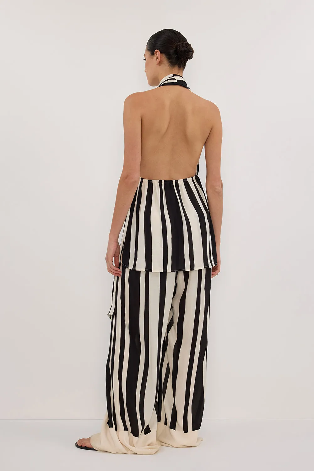 Dissh BEAU BLACK STRIPE HALTER TOP