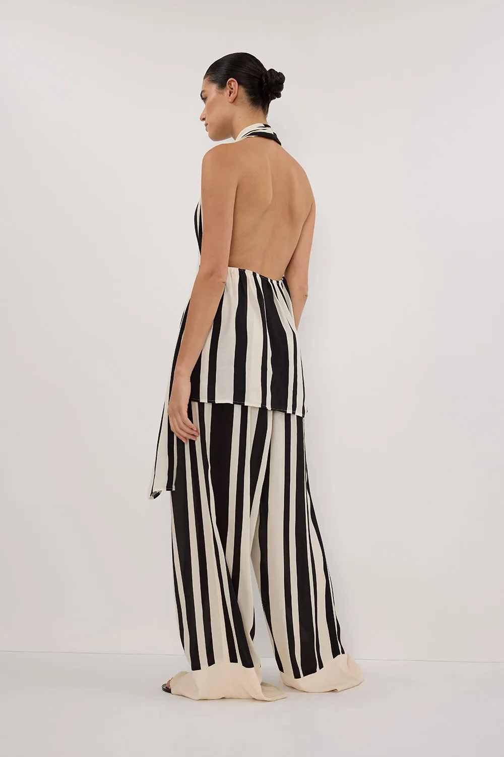 Dissh BEAU BLACK STRIPE HALTER TOP