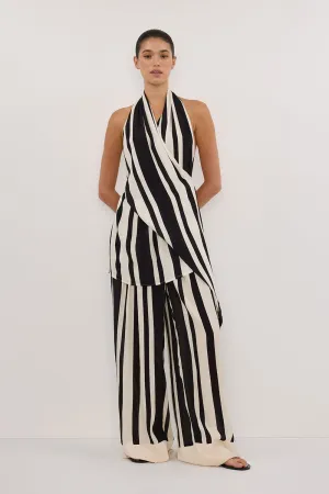 Dissh BEAU BLACK STRIPE HALTER TOP