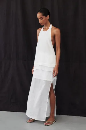 Dissh CARMEL WHITE RAMIE HALTER TOP