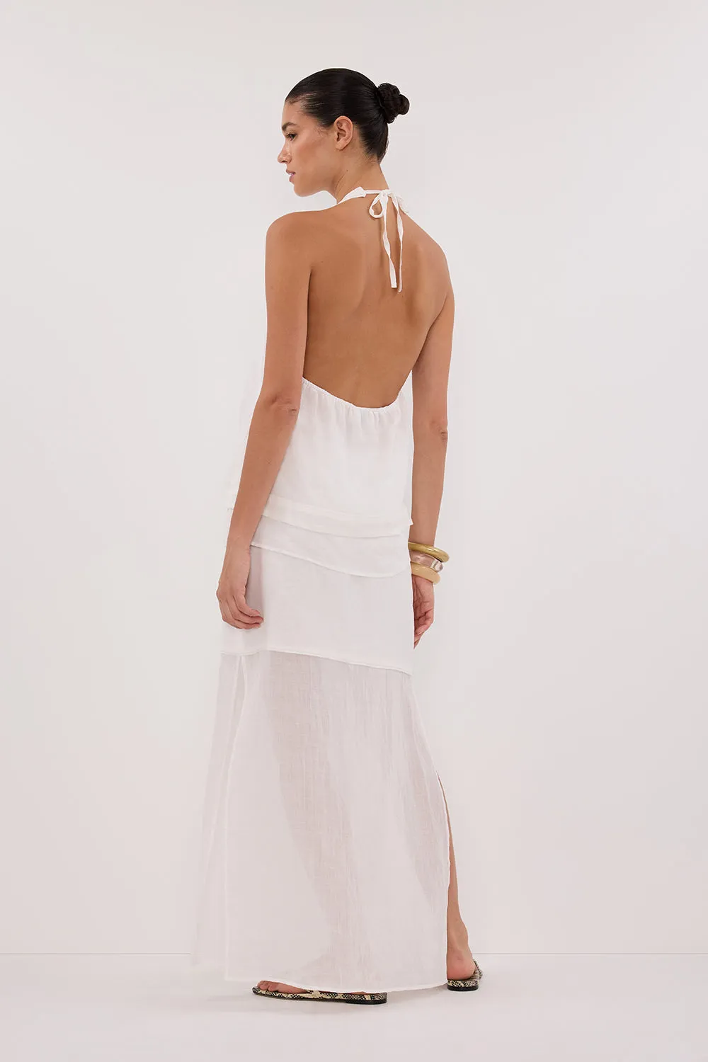 Dissh CARMEL WHITE RAMIE HALTER TOP