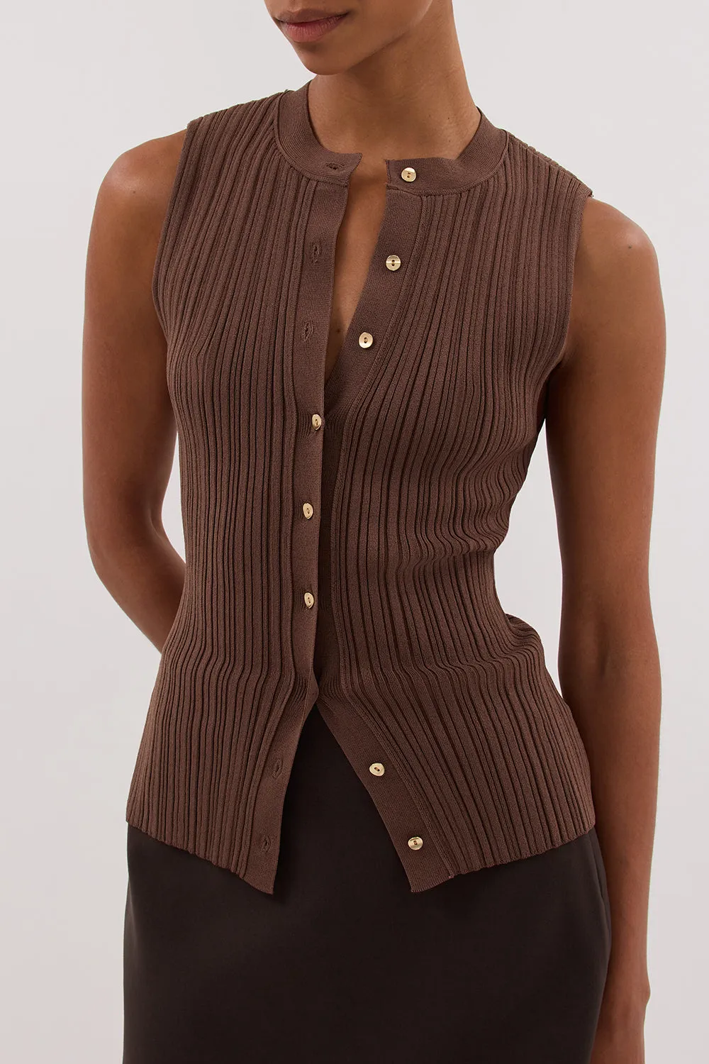 Dissh JASMINE MOCHA KNIT TOP