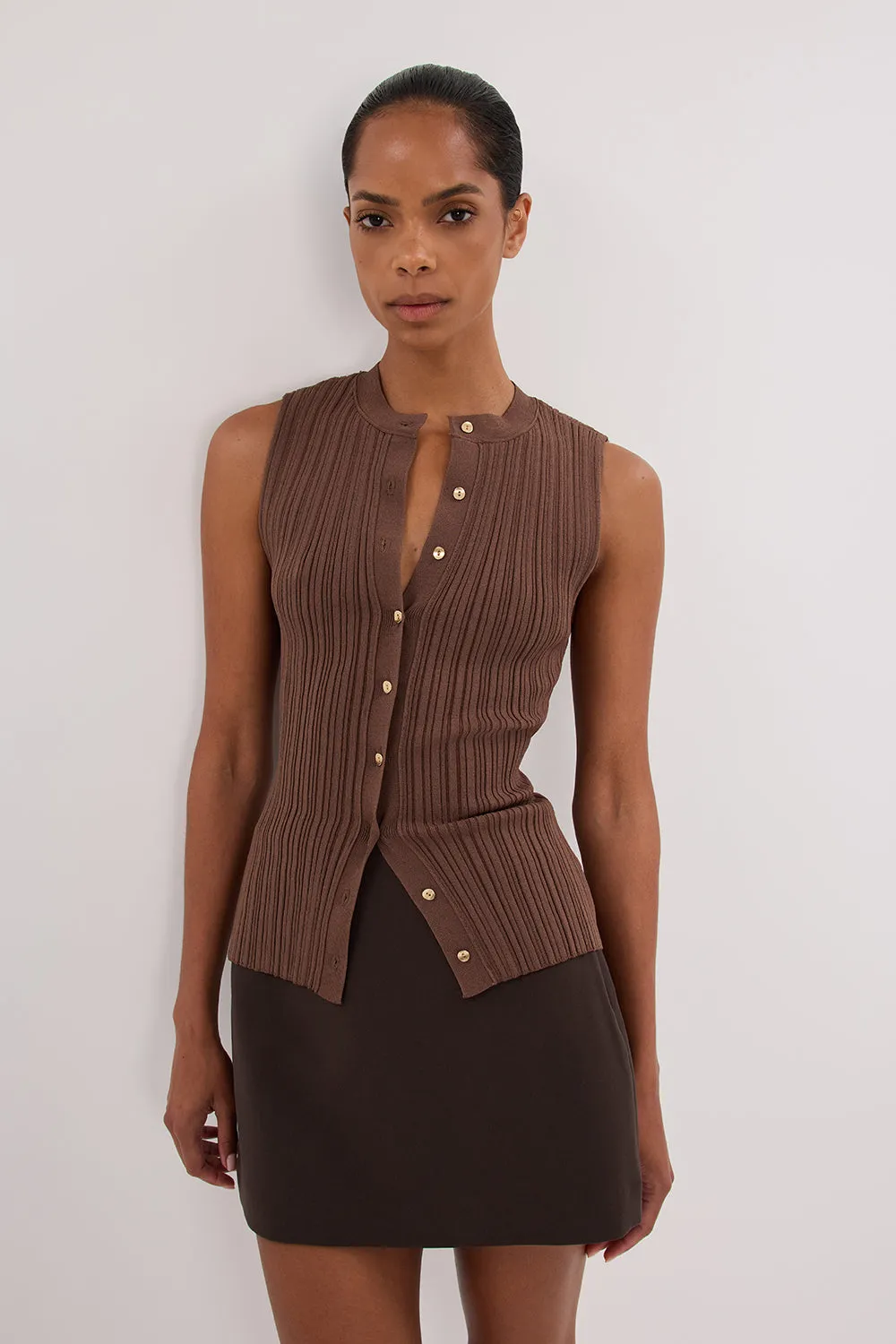 Dissh JASMINE MOCHA KNIT TOP