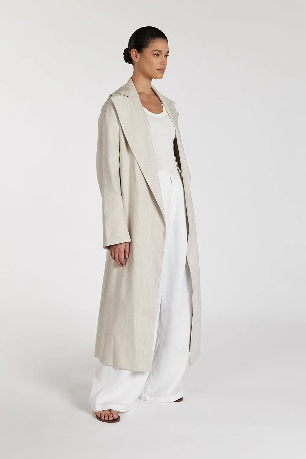 Dissh JOSEPHINA NATURAL LINEN BLEND TRENCH COAT