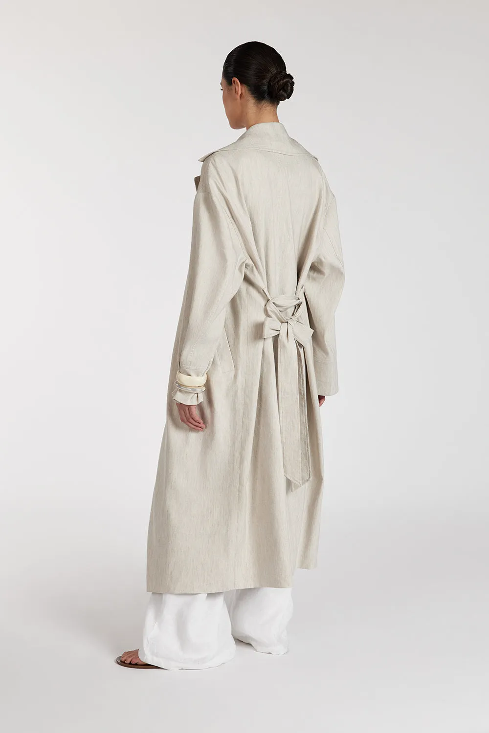 Dissh JOSEPHINA NATURAL LINEN BLEND TRENCH COAT