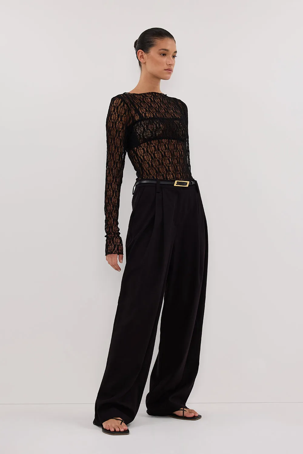 Dissh LIZZIE BLACK LACE LONG SLEEVE TOP