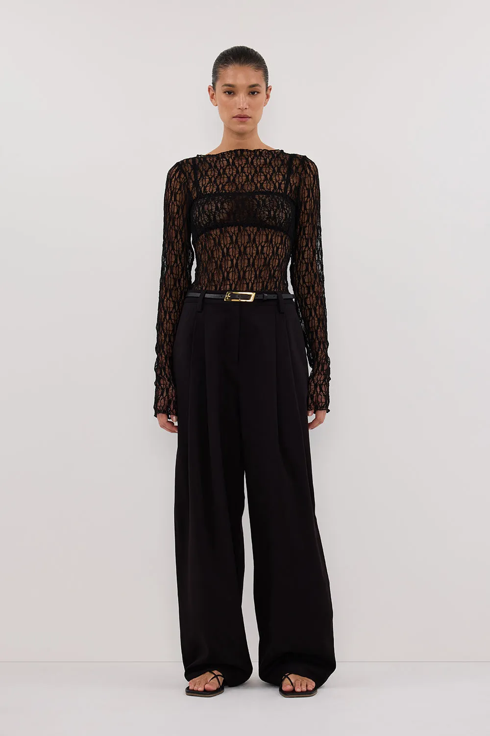 Dissh LIZZIE BLACK LACE LONG SLEEVE TOP