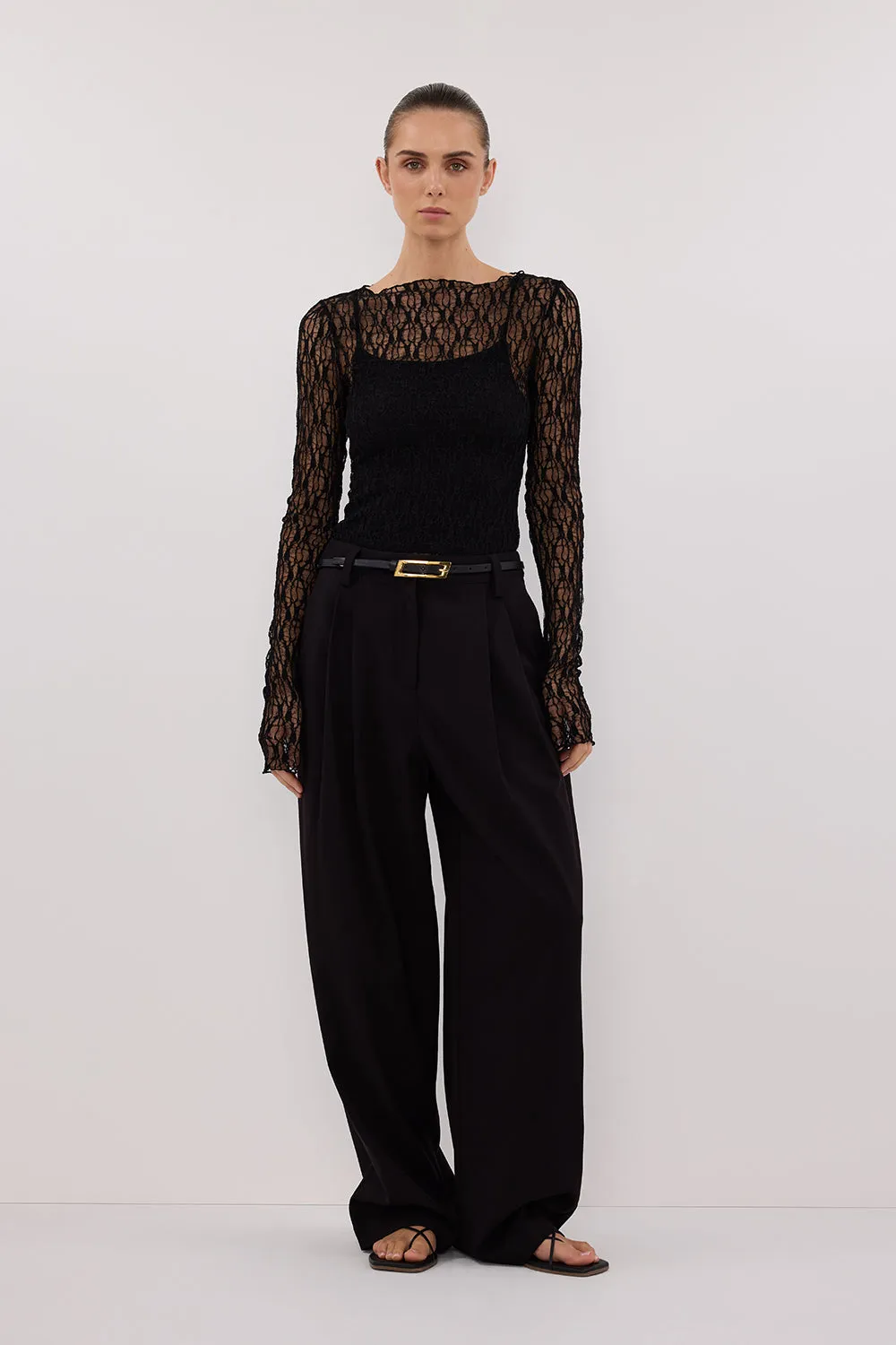 Dissh LIZZIE BLACK LACE LONG SLEEVE TOP