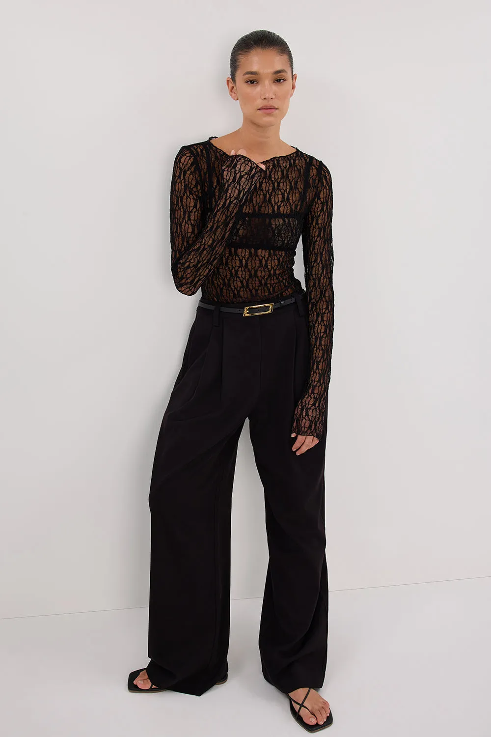 Dissh LIZZIE BLACK LACE LONG SLEEVE TOP