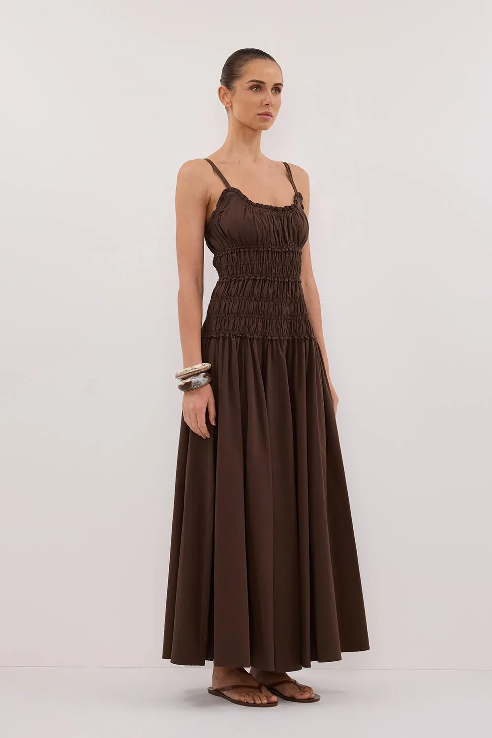 Dissh TOBY BITTER CHOC COTTON MIDI DRESS