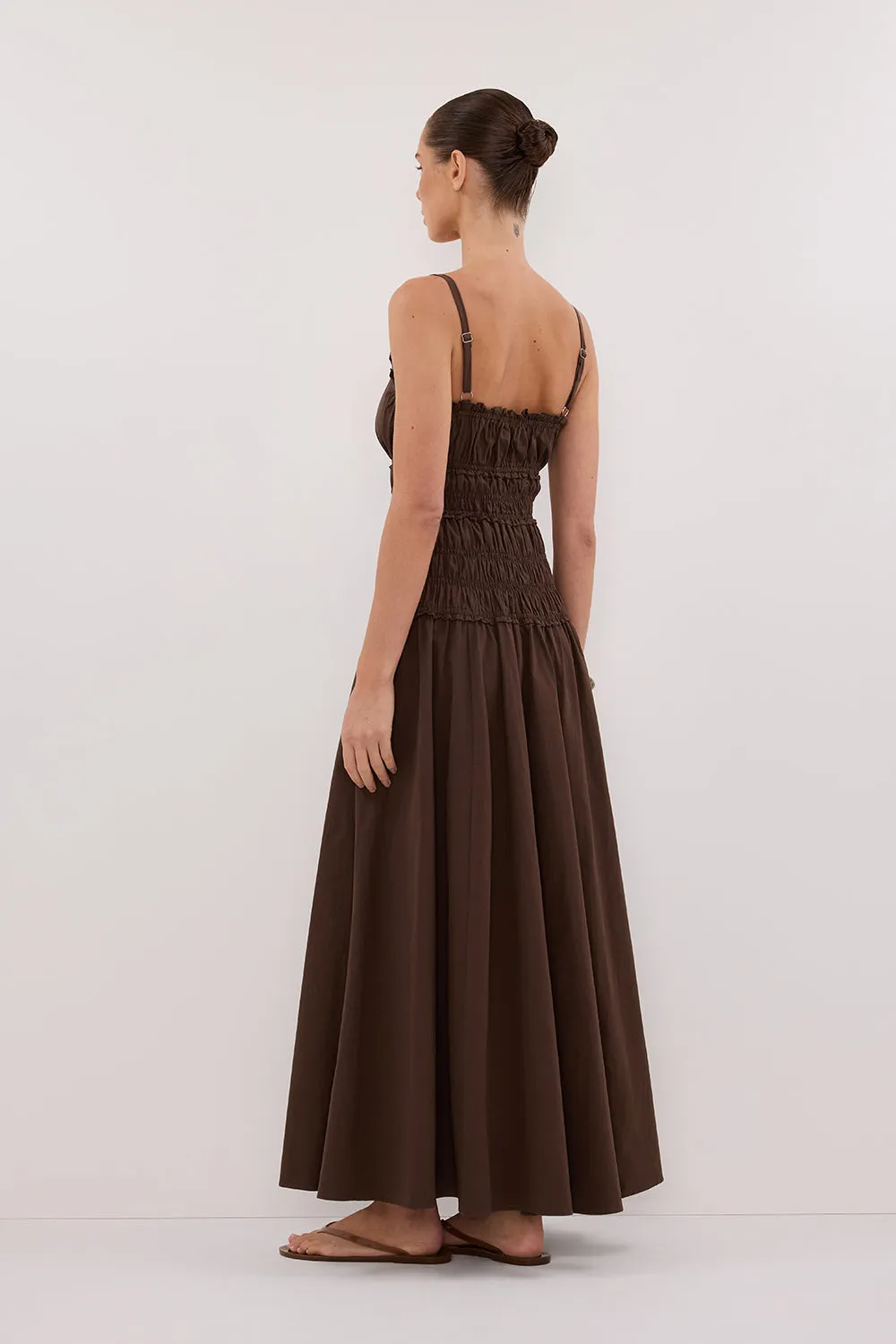 Dissh TOBY BITTER CHOC COTTON MIDI DRESS