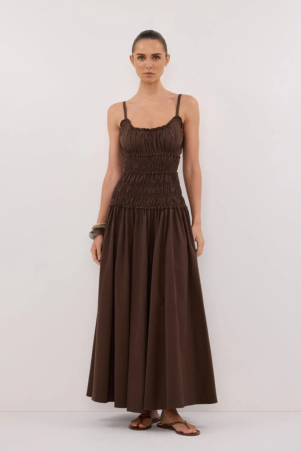 Dissh TOBY BITTER CHOC COTTON MIDI DRESS