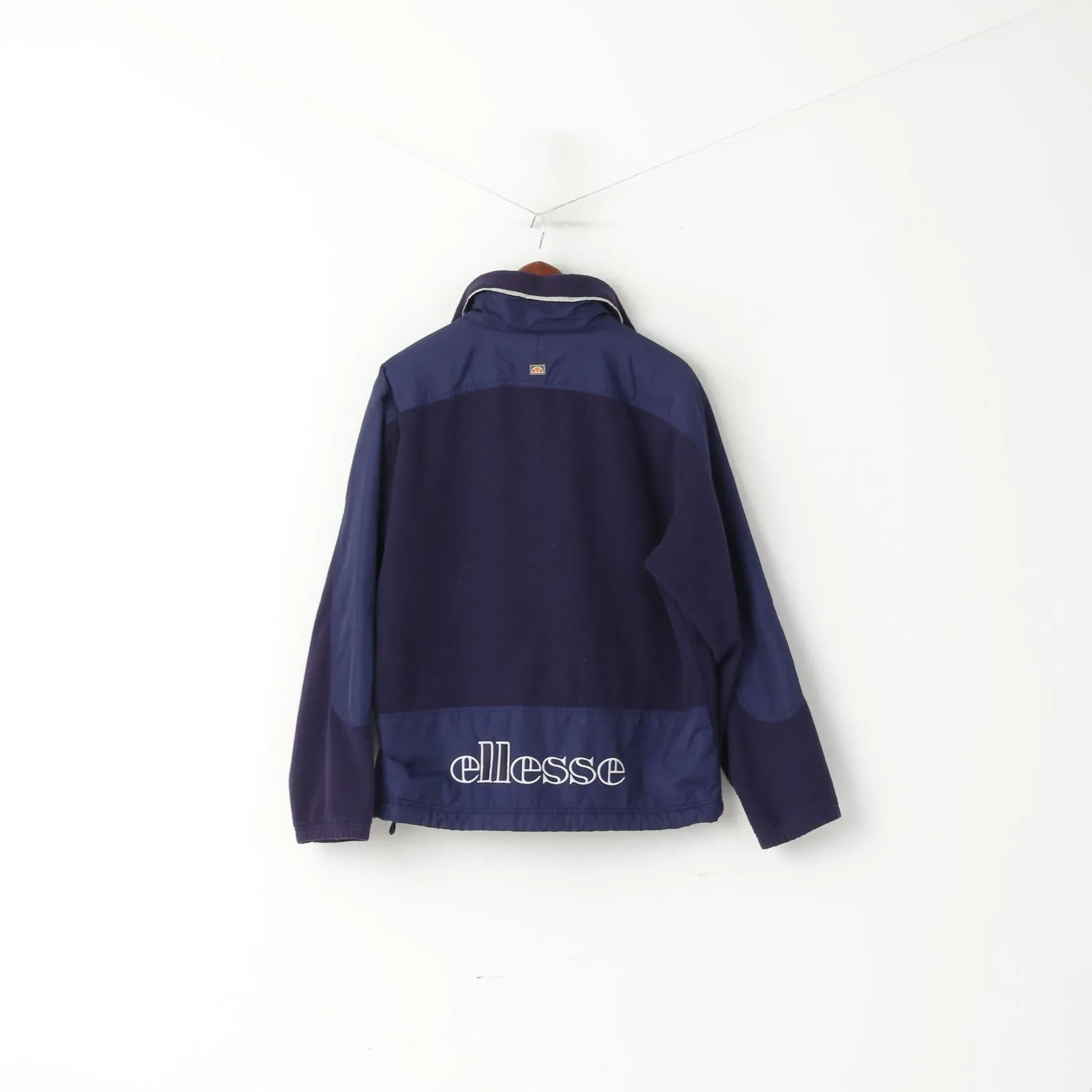 Ellesse Men M Fleece Jacket Purple Full Zipper Sportswear Vintage Sweatshirt Top